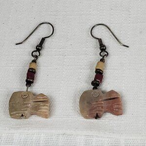 Beautiful Vintage Stone Fish Stone Cut Earrings